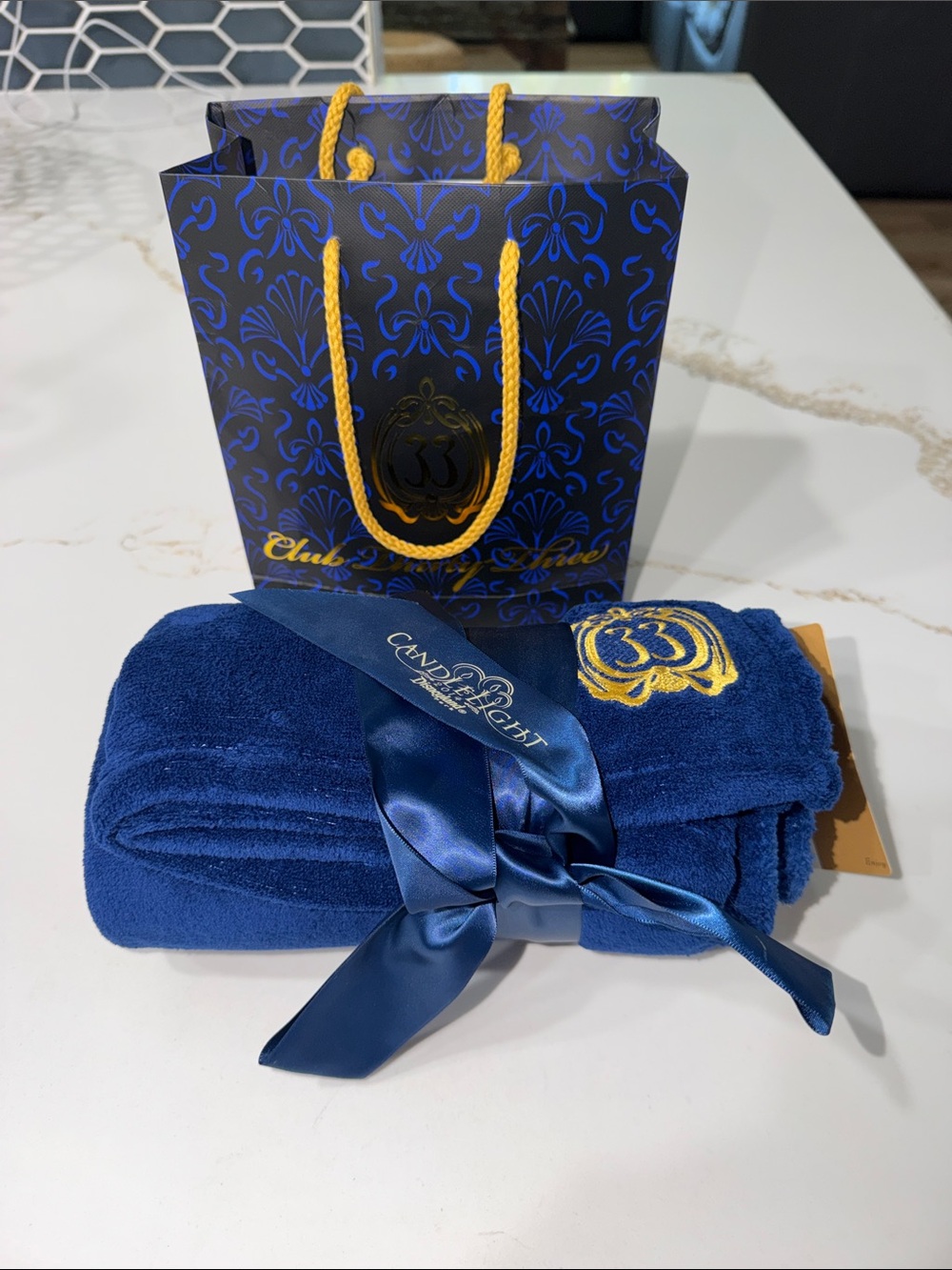 NWT Disney Club 33 Candlelight 2014 Plush Blue Throw Blanket Rare